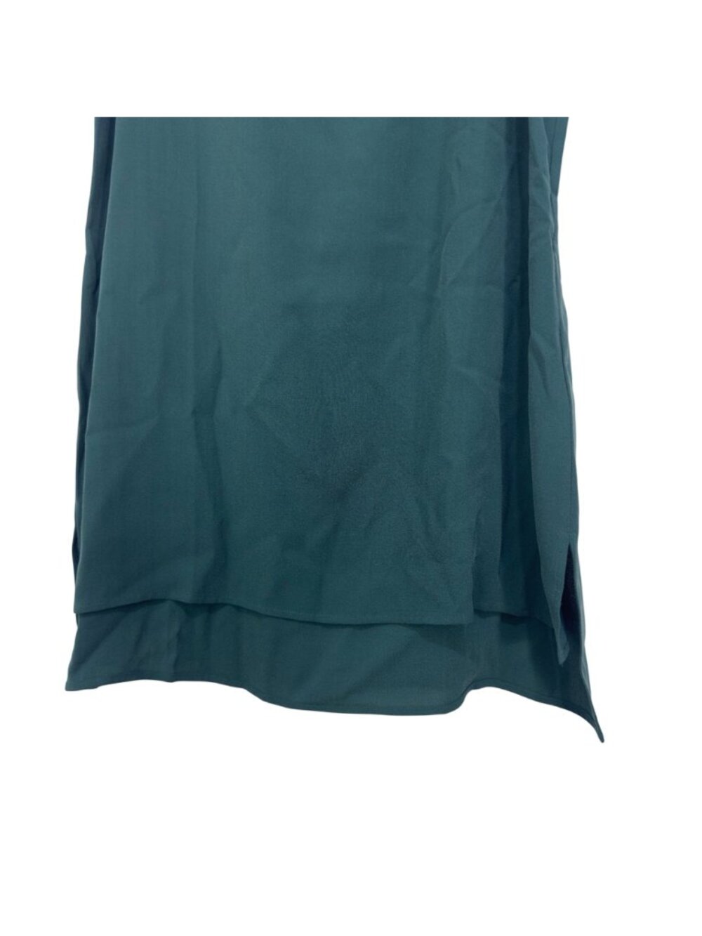 Eileen Fisher Sleeveless Hi-low 100% Silk Georgette Crepe Top Deep Teal Size XS - Picture 8 of 10